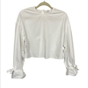 🤍Like new Aritzia white tie sleeve button down back shirt size XS